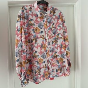 Beautiful inside out tropical long sleeve casual shirt 28 Palms XL Like new!